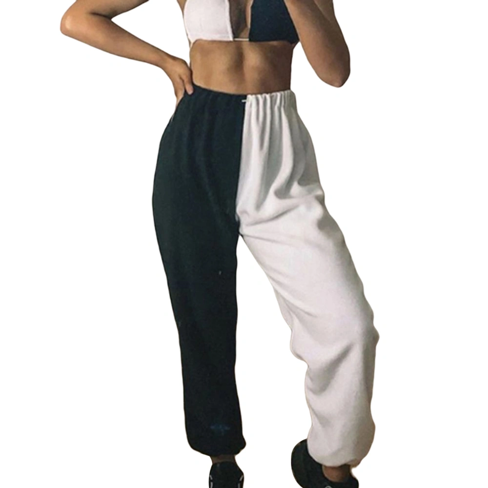 Women’s Color Mixed Long Elastic Waist Pants, Workout Trousers