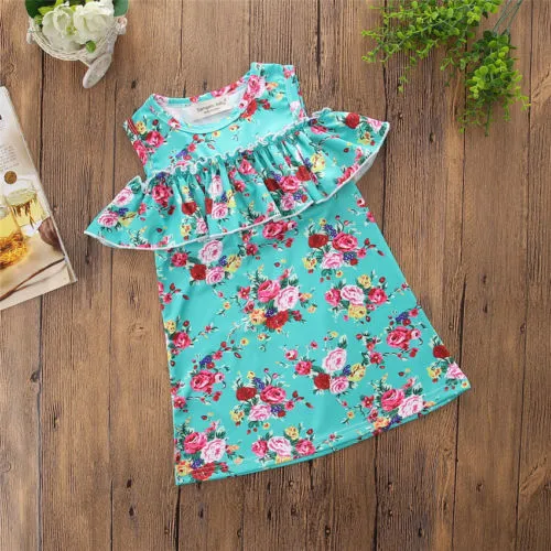 Baby Girls Playwear Dress, Floral Ruffles Off-Shoulder Dress