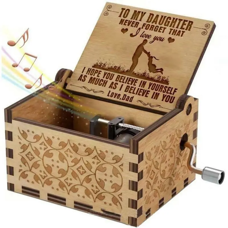 Wooden Musical Box Hand Shake Music Box Toys Kids Birthday Present