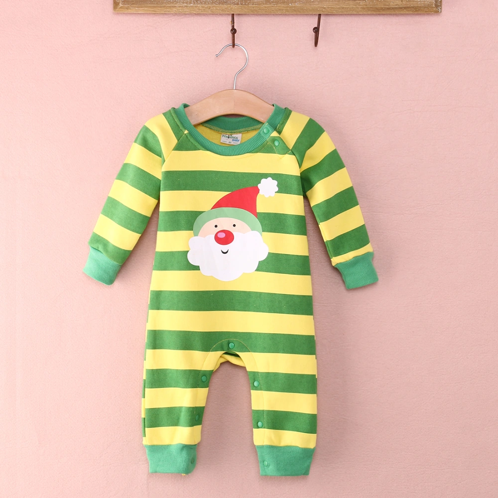 Baby Jumpsuit Full Sleeve Christmas Style Striped Style Warm Romper