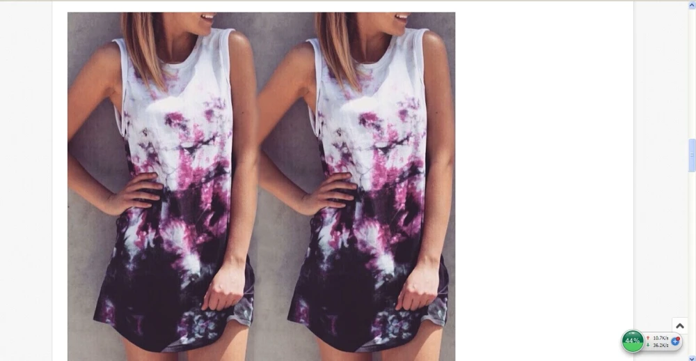 Women Casual Dress, Sleeveless Tie-Dyeing Print Crew Neck Short Dress