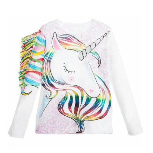 Baby Girls Long Sleeve Unicorn Pattern Long Sleeve Tops Clothes