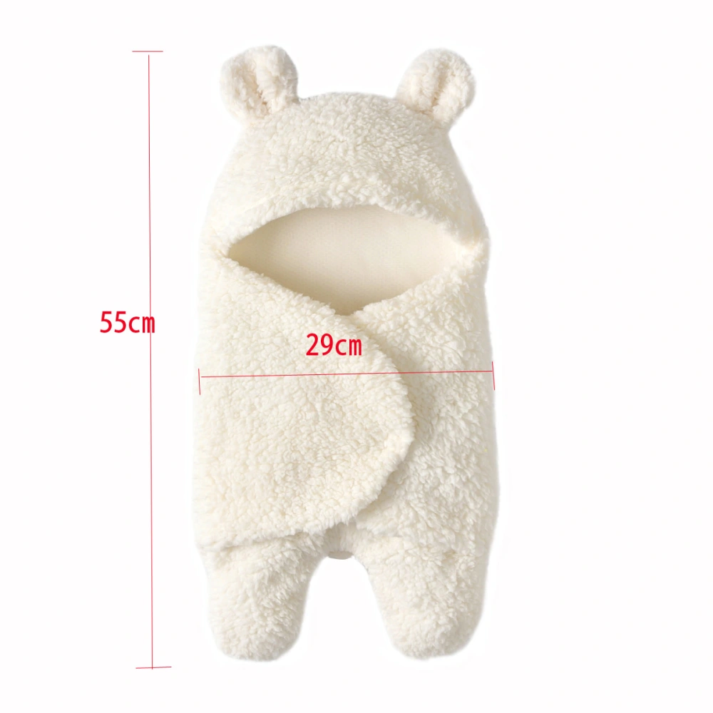 Baby Plush Hooded Sleeping Bag Cute Bear Shape with Ears Fleece Wrap Blanket