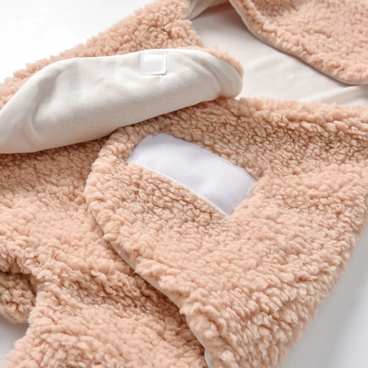 Baby Plush Hooded Sleeping Bag Cute Bear Shape with Ears Fleece Wrap Blanket