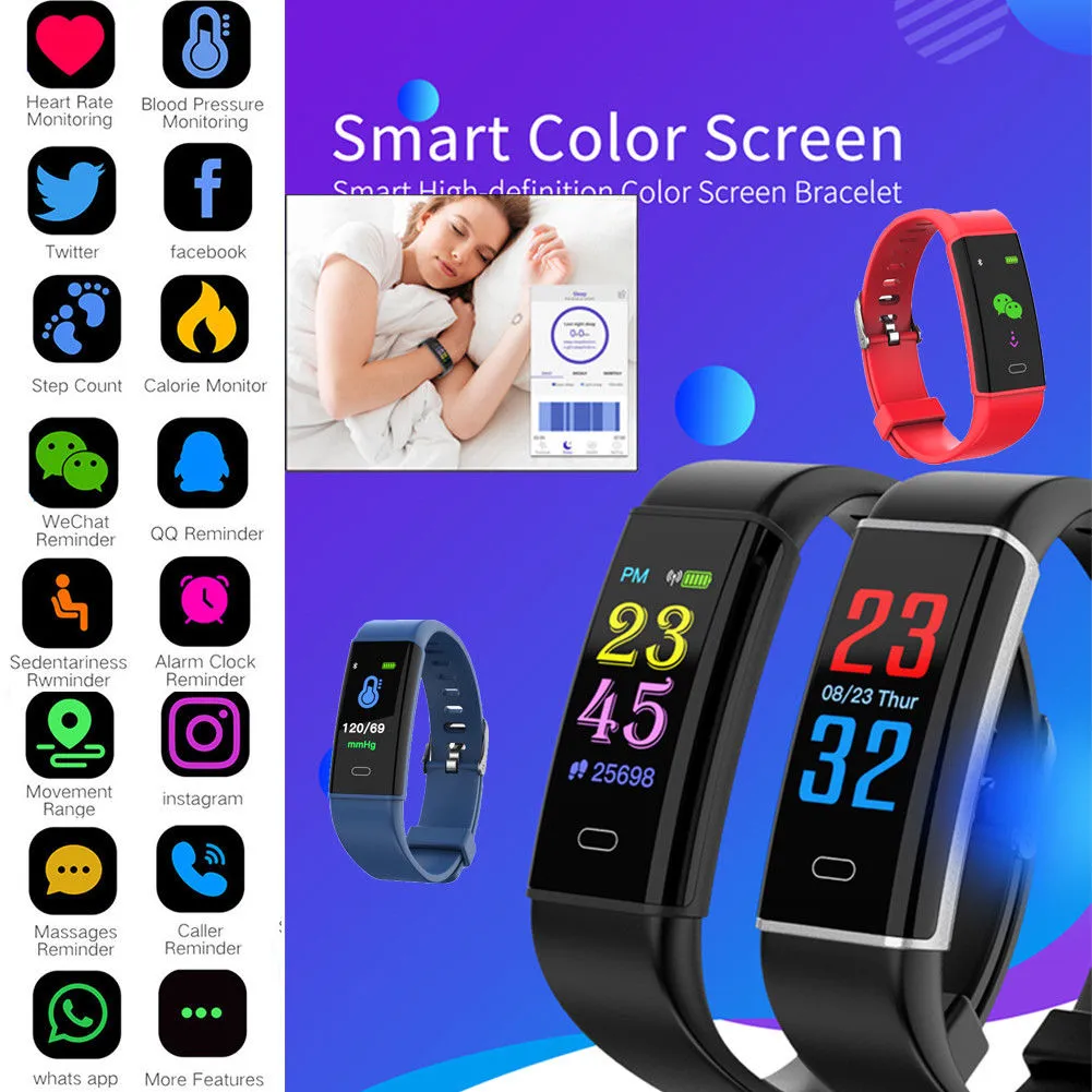 Waterproof Smart Watch Heart Rate Monitor Bracelet Bluetooth Wristband