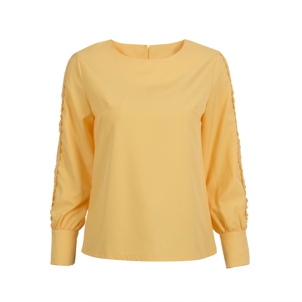 Women's Full Sleeve Plain Tops, Hollow Out Casual Top Clothes