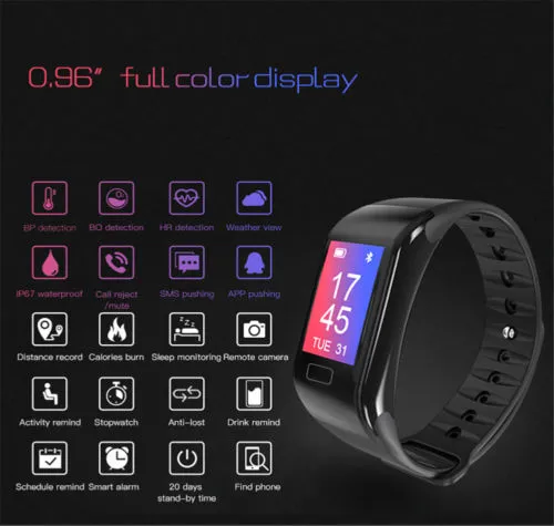 0.96 Inch Smart Wristband Color Screen Bluetooth 4.0 Smart Watch