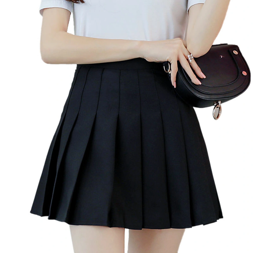 Female Skirt, Solid Color High Waist Pleated Skirt Leisure Wear