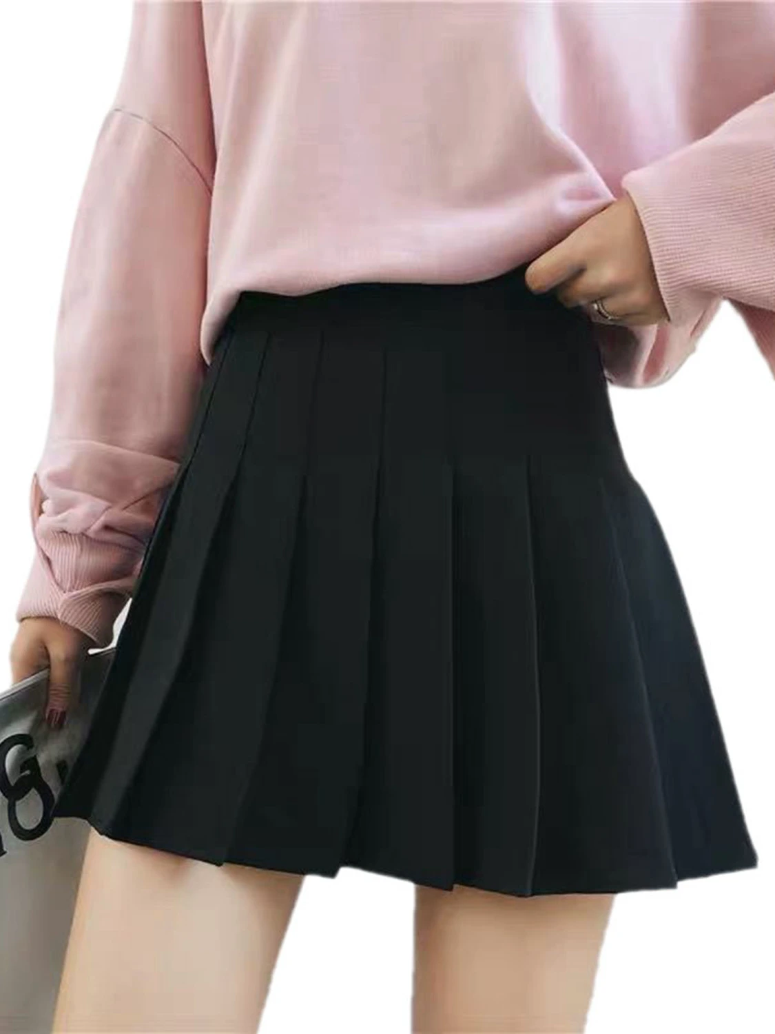 Female Skirt, Solid Color High Waist Pleated Skirt Leisure Wear