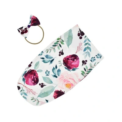 Newborn Baby Daily Sleeping Bag, Stripe/Floral Printed Wrap Blanket+Headband