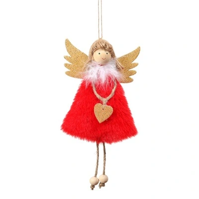 Christmas Plush Angel Pendant, Cute Feather Hanging Festive Supply