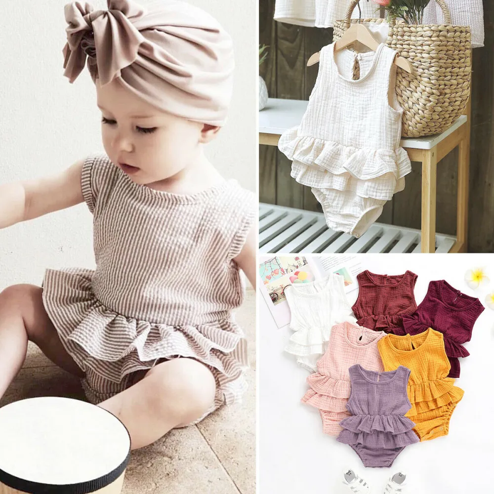 Baby Girl Sleeveless Romper Ruffle Tutu Dress Jumpsuit Outfit