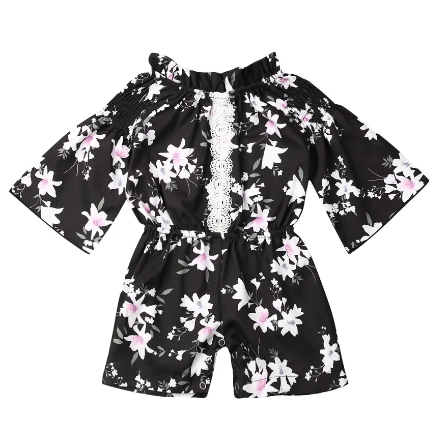 Kids Girls Floral Bodysuit, Slender Waist Bottoming One-Piece Clothes