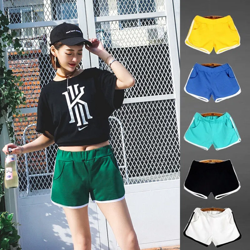 Women Summer Casual Sports Shorts Elastic Waistband Fitness Short Pants