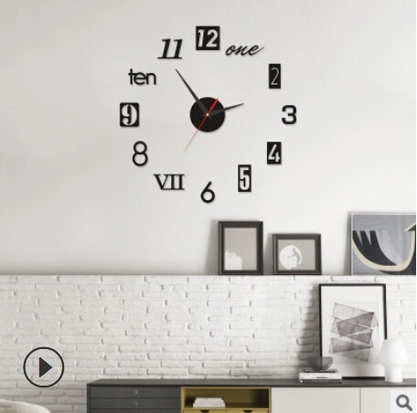 3D Wall Clock Decorative Sticker, DIY Modern Frameless Modern Clock