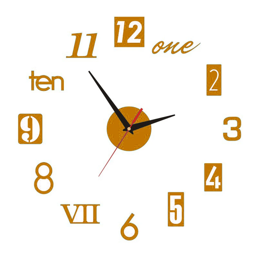 3D Wall Clock Decorative Sticker, DIY Modern Frameless Modern Clock