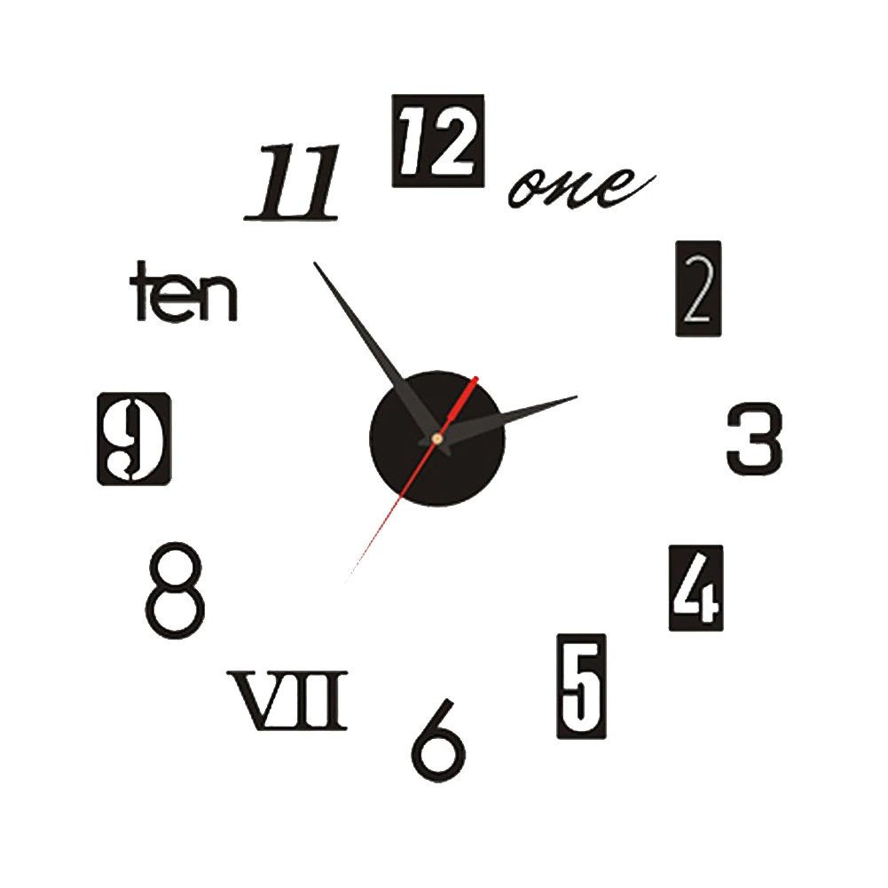 3D Wall Clock Decorative Sticker, DIY Modern Frameless Modern Clock