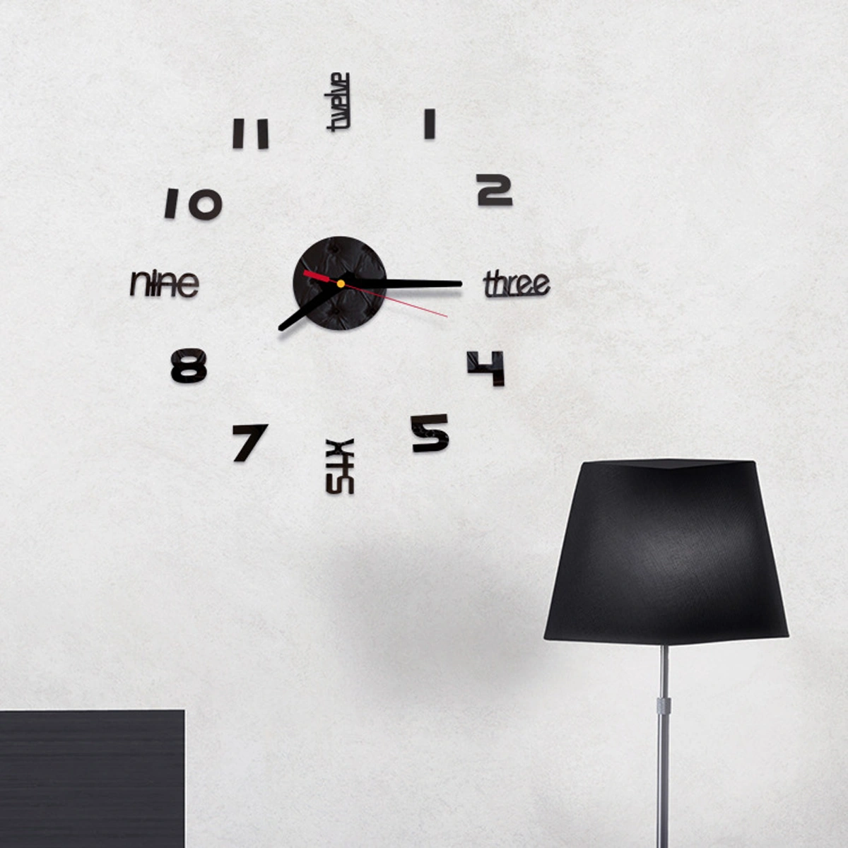 Home DIY Wall Clock, 3D Frameless Modern Large Wall Clock Sticker