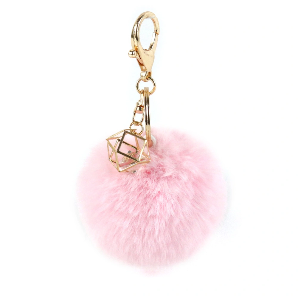 Hairball Pendant Key Chain, Diamond Solid Color Hairball Key Ring