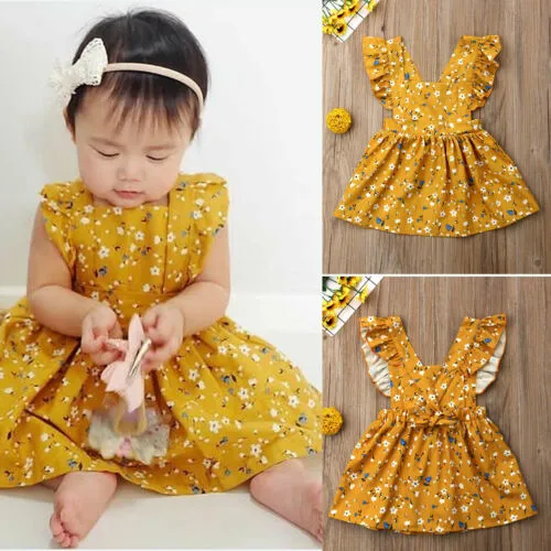 Girl Princess Dress, Sleeveless Floral Dresses, Backless Ruffles Sundress