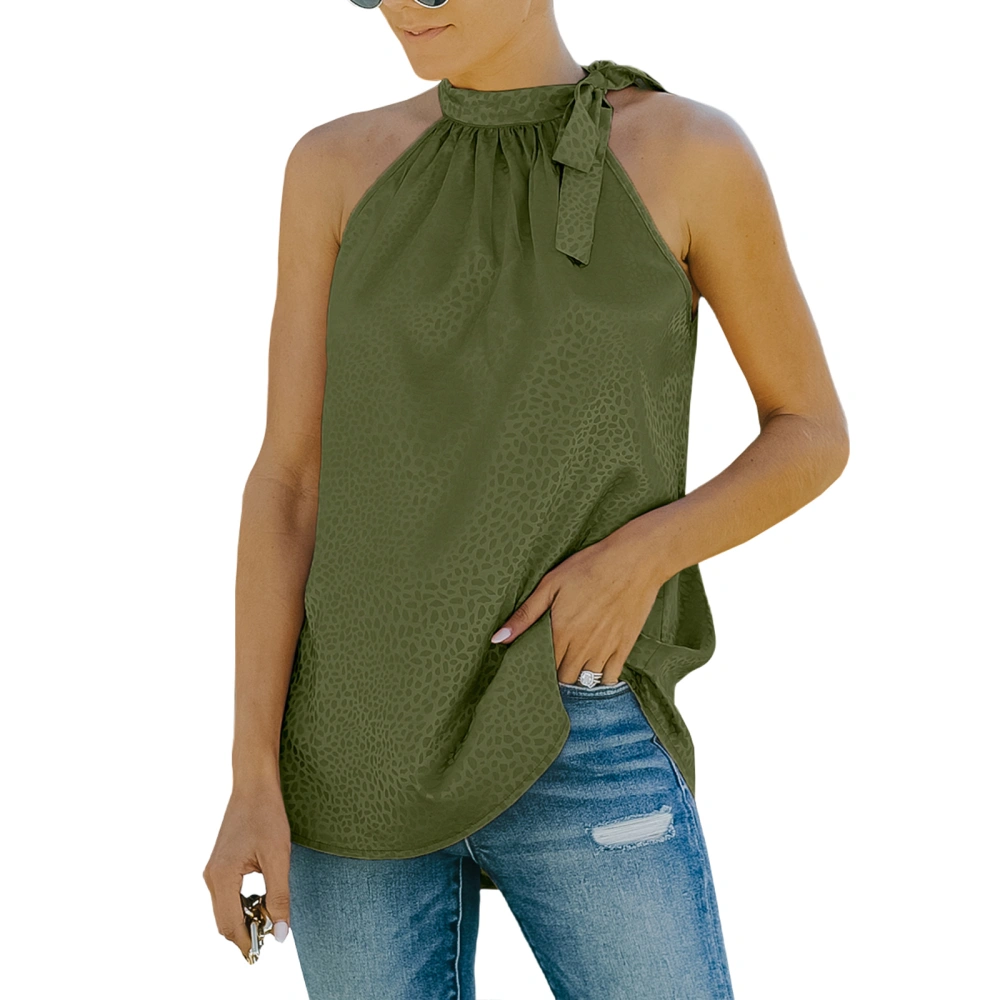 Elegant Women Solid Color Shirt, Turtle Neck Strap Sleeveless Tops