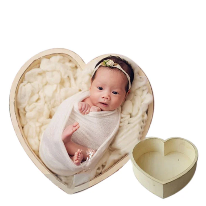 Baby Photography Props Wood Love Heart Shape Bed Photo Shoot Accessories