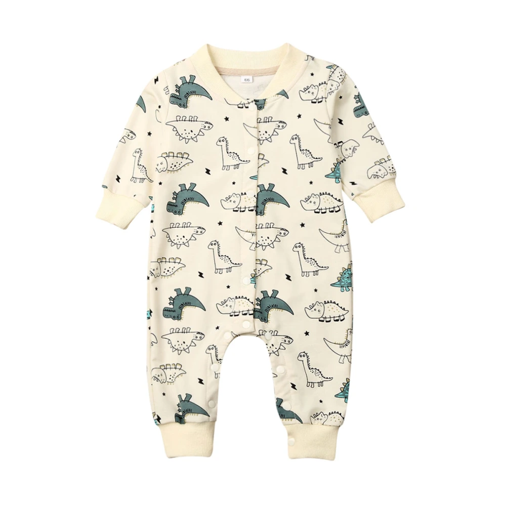 Toddler Baby Bodysuit, Long Sleeve Cartoon Dinosaur Printed Jumpsuit