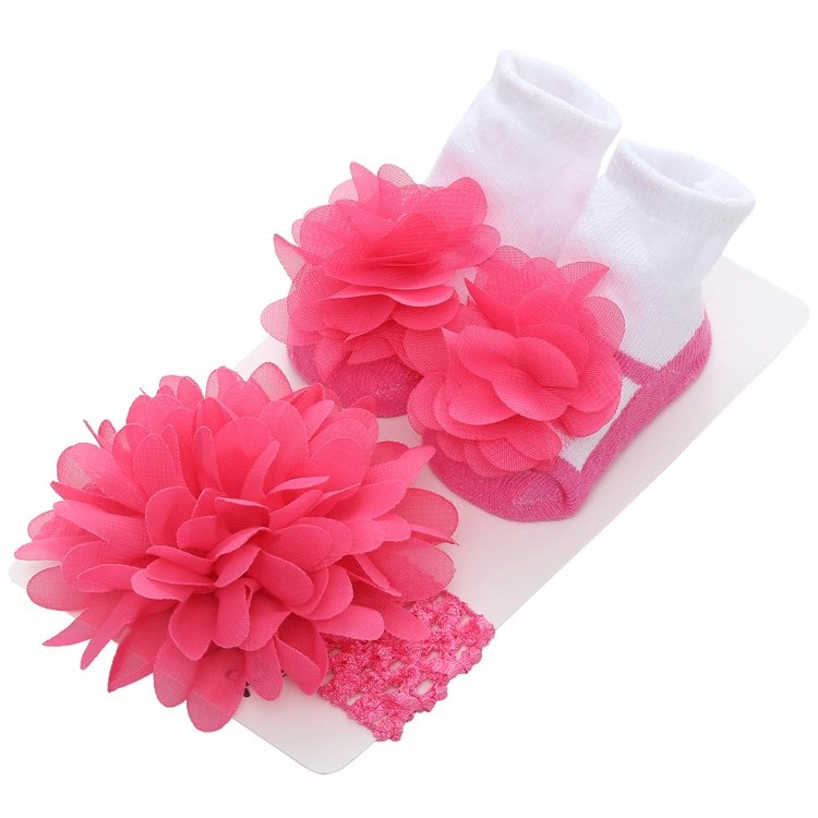 Baby Girls Princess Accessory Set Floral/Wave Point/Stripe Bow Socks+Headband