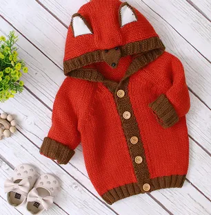 Baby Girl Boy Cardigan Sweater Cartoon Hoodies Long Sleeve Coats