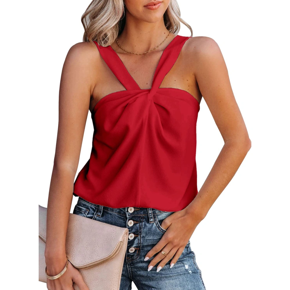 Women Solid Color Camisole Sleeveless Backless Sling Tank Tops