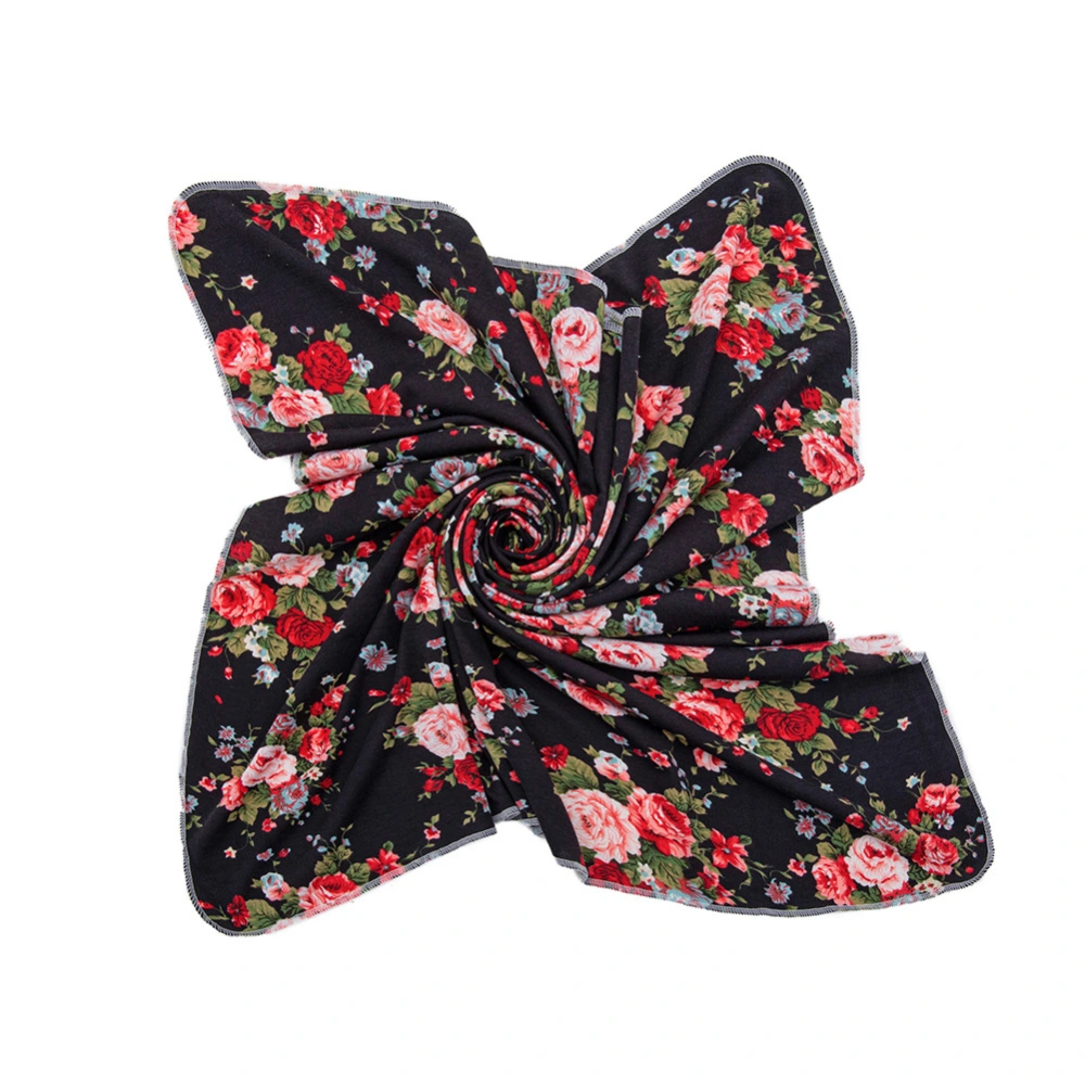 Bright Floral Printed Baby Infants Swaddle Wrap + Hairband Set