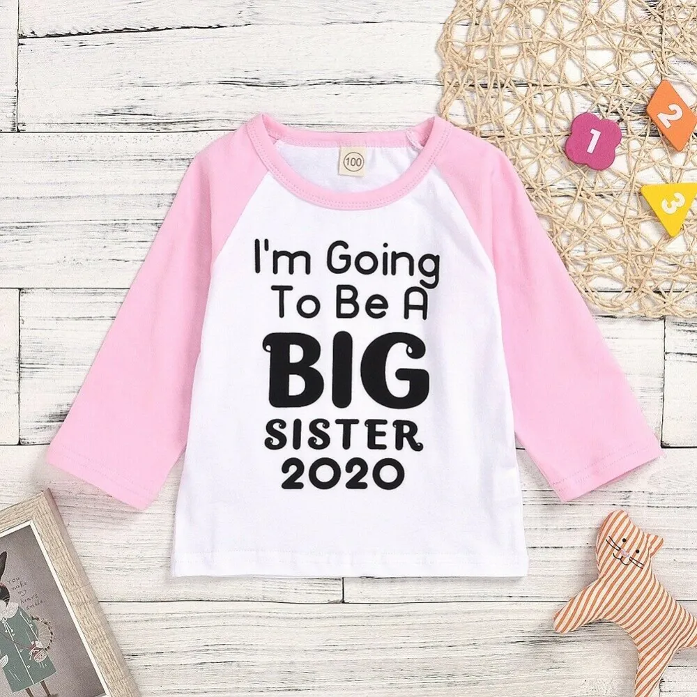 Girls Boys T-shirt, Letter Print Tops, Long Sleeve Raglan Blouse