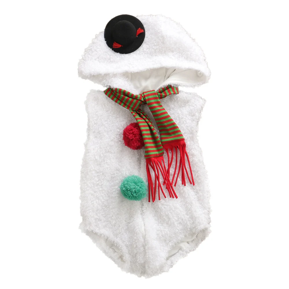 Unisex Baby Christmas Jumpsuit, Snowman Sleeveless Hoodie Warm Playsuit