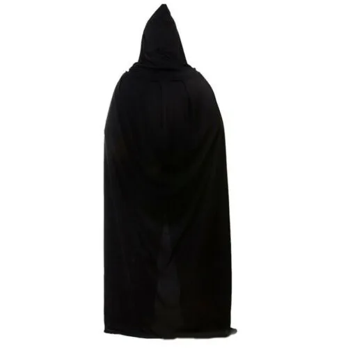 Long Hooded Cloak Adult Scary Black Halloween Costume Cape Cosplay Props