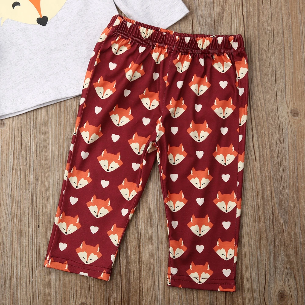 Baby Girl 2Pcs Outfits, Long Sleeve Tops + Deer Head Print Trousers