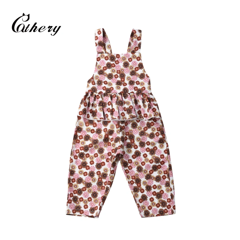 Newborn Girls Summer Romper, Backless Lace-Up Floral Bodysuit