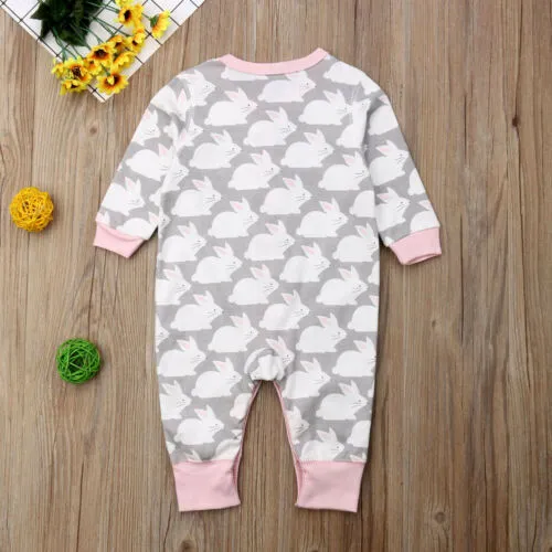 Newborn Baby Girl Spring Autumn, Long Sleeve Cartoon Rabbit Bodysuit