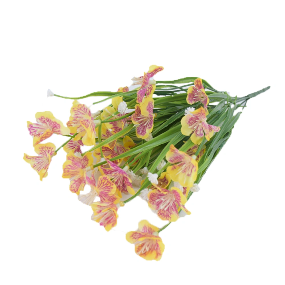 Simulation Fake Butterfly Orchid, Flower Grass No Fade Faux Plastic Plants