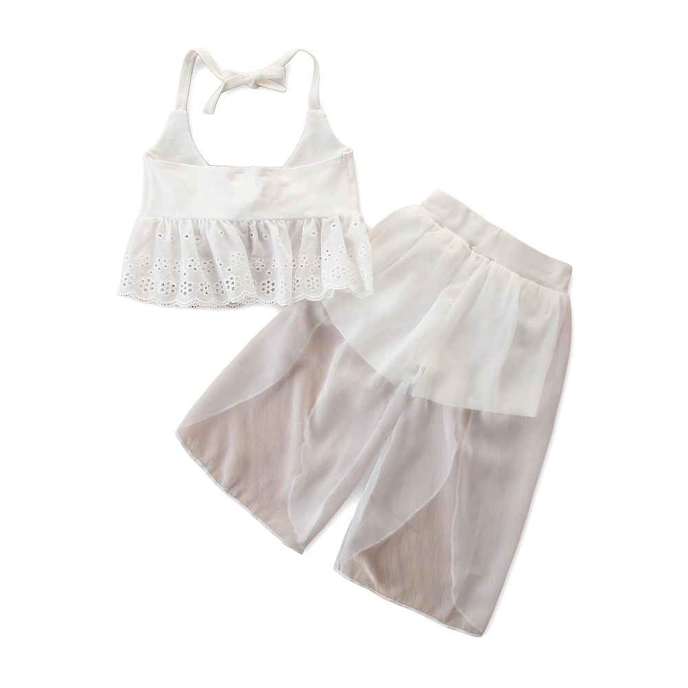 Kids Girls Clothing Set, Sleeveless/Short Sleeve Top + Plain Long Trousers/Skirt