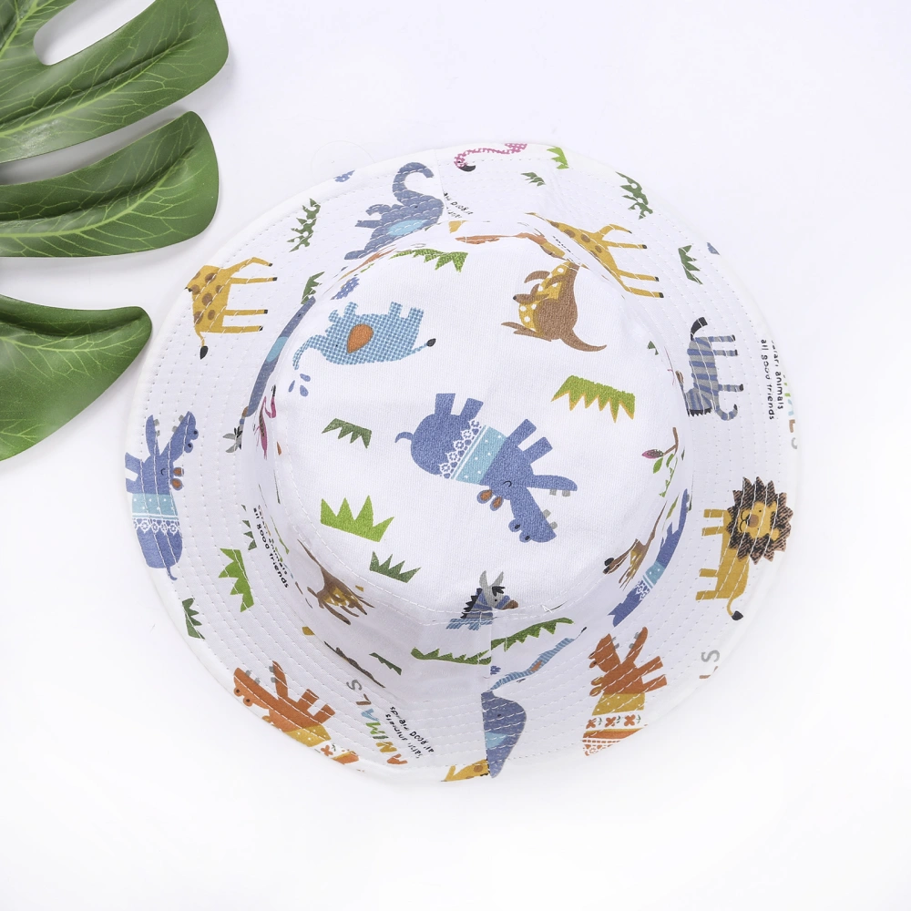 Kids Cartoon Print Bucket Hat, Boy Girls Wide Brim Fisherman Cap