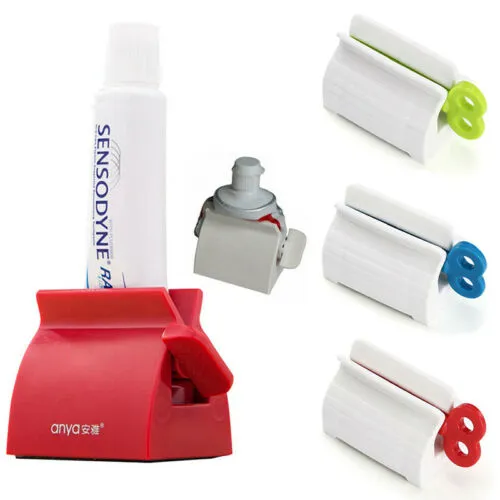 Toothpaste Dispenser, Hanging Hook Suction Plastic Tube Rolling Squeezer Holder