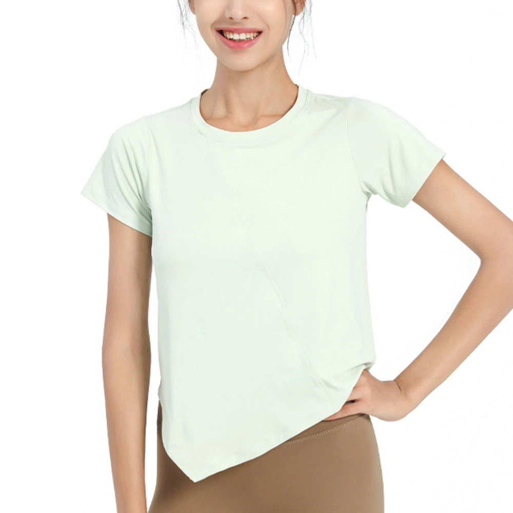 Women's Summer Solid Color Short Sleeve O Neck Irregular Sports Tops