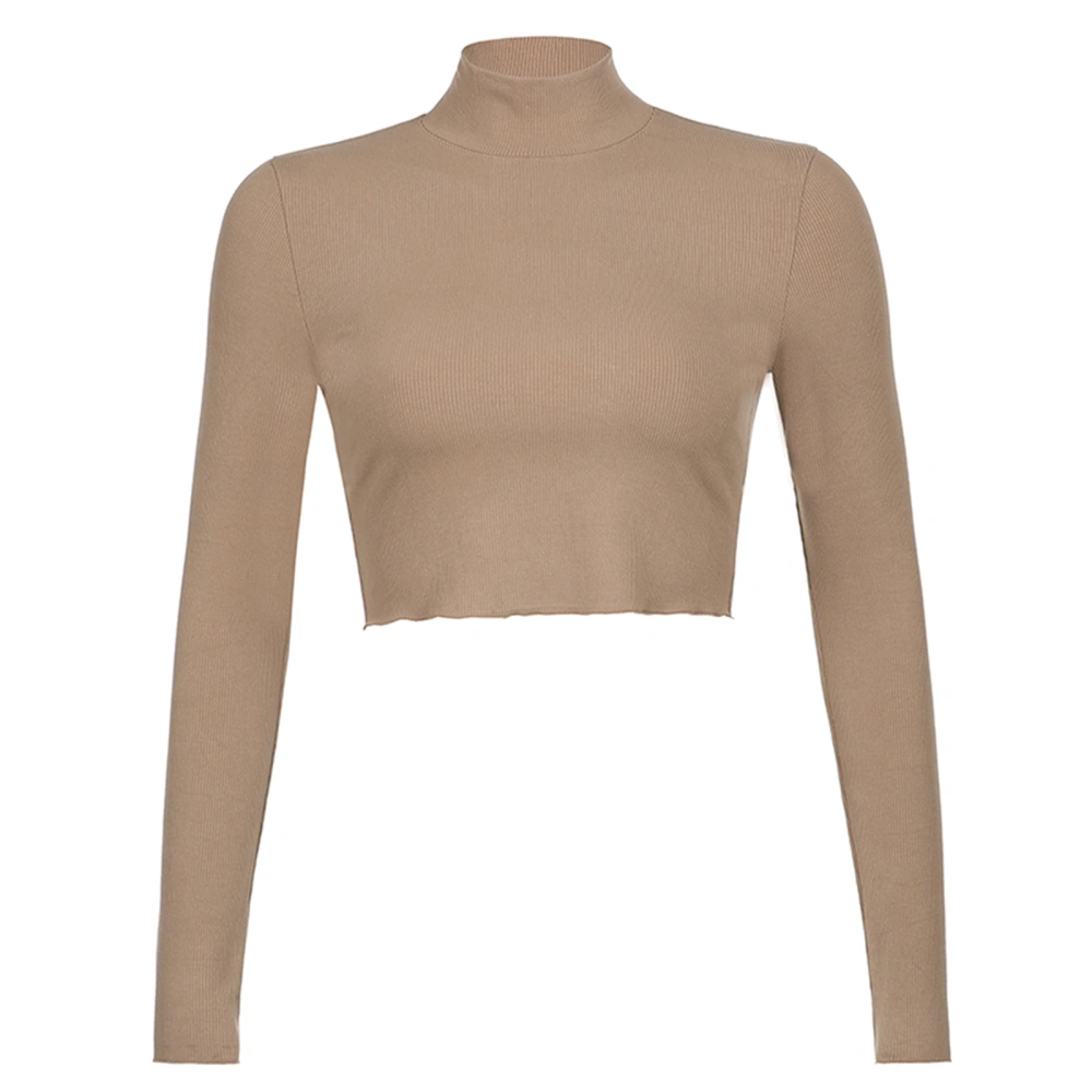 Women's Sweater, Rib Half High Collar Tight Fitting Undershirt for Female