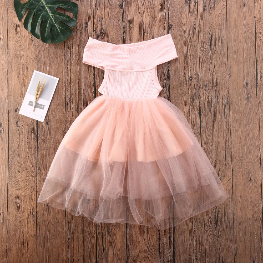 Baby Girls Off Shoulder Dress Sleeveless Patchwork Tulle Tutu Dresses