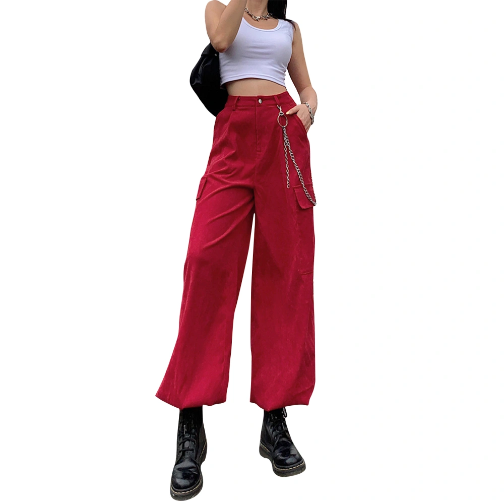 Women’s Autumn Solid Color High-waist Chain Beam Feet Trousers