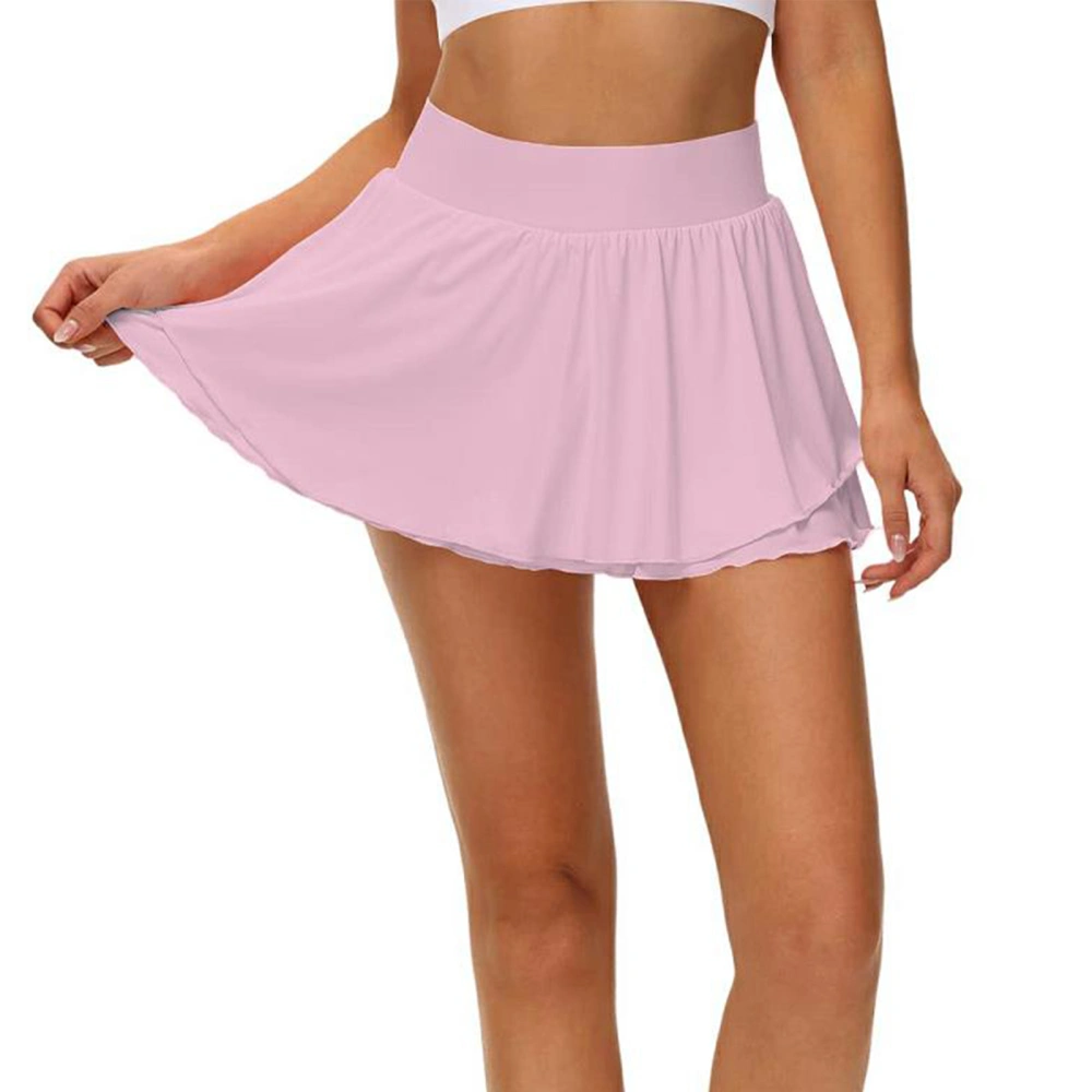 Women Sports Tennis Golf Skorts Solid Color Elastic Waist Skirts