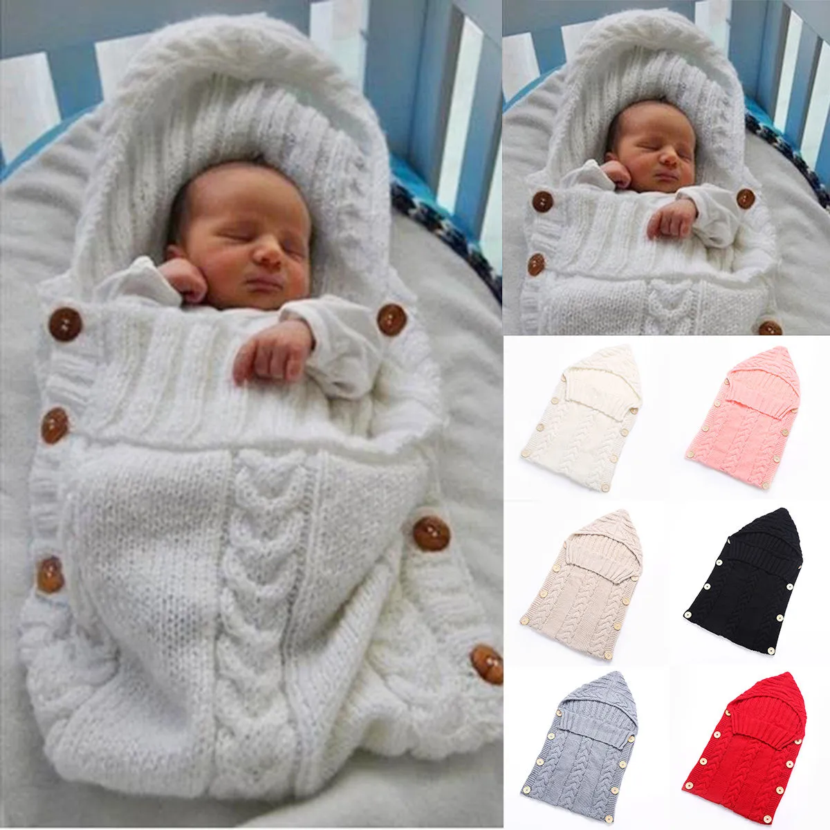 Baby Boy Girl Blanket Sleepsack Knit Sleeping Bag Swaddle Wrap