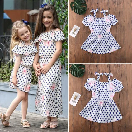 Children Summer Dress, Diamond Floral Ruffle Off Shoulder Braces Skirt