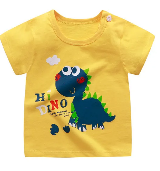 Toddler Unisex Tops, Cartoon Dinosaur Short Sleeve Round Neck T-Shirt