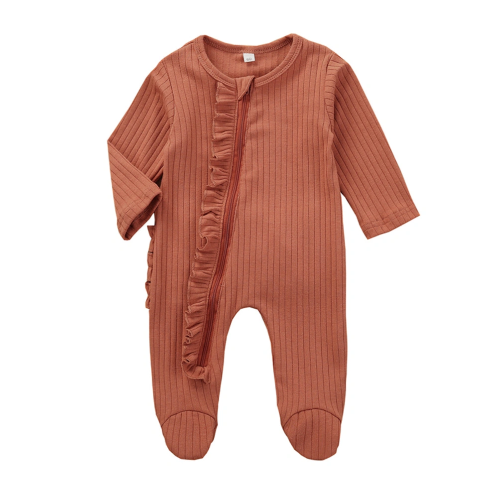 Newborn Infant One-piece Footed Pajamas Round Neck Zipper Jumpsuit